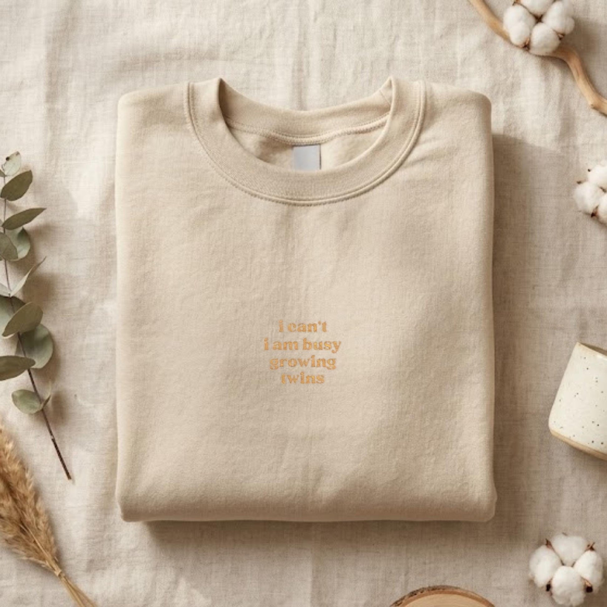 Twins Mom Embroidery Sweatshirt, Twin Pregnancy Announcement, Minimalist Busy Mama Gift