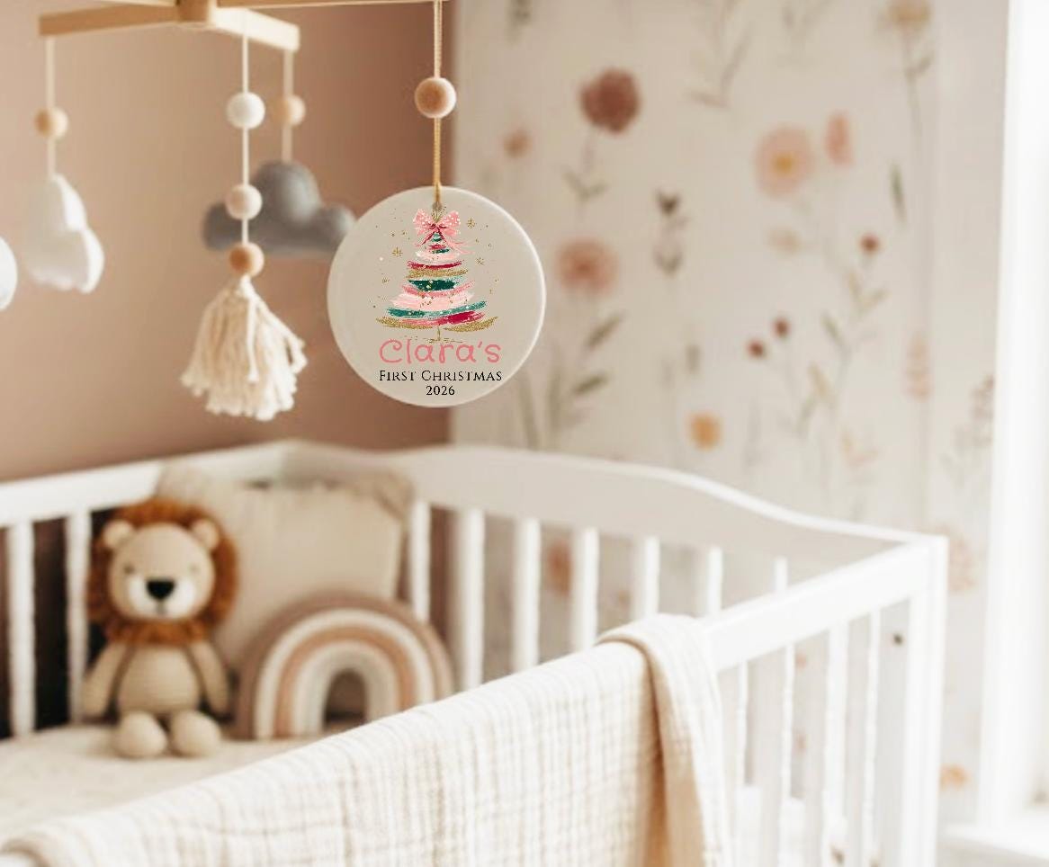 Baby's First Christmas Ornament 2026, Custom Name Baby Girl Shower Gift, Personalized New Parents