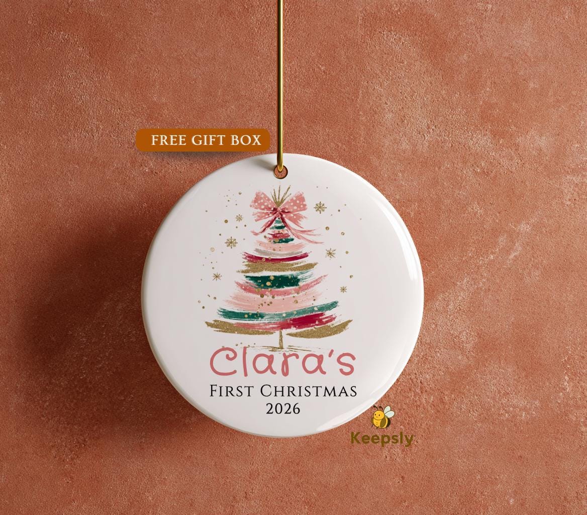 Baby's First Christmas Ornament 2026, Custom Name Baby Girl Shower Gift, Personalized New Parents