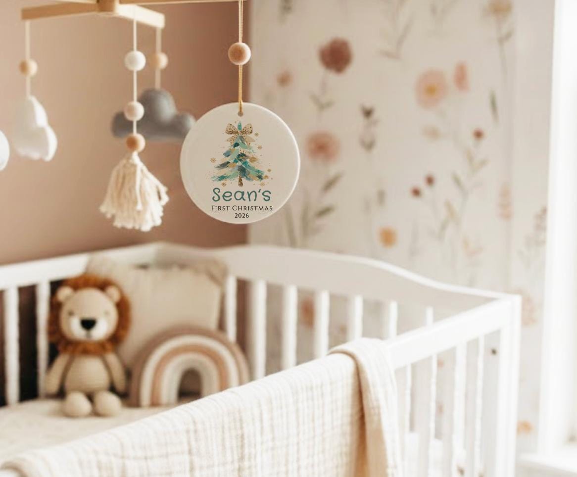 Baby's First Christmas Ornament 2026, Custom Name Baby Boy Shower Gift, Personalized New Parents