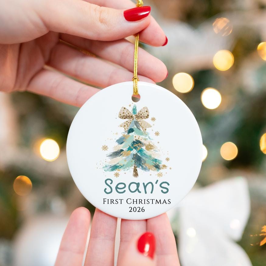 Baby's First Christmas Ornament 2026, Custom Name Baby Boy Shower Gift, Personalized New Parents