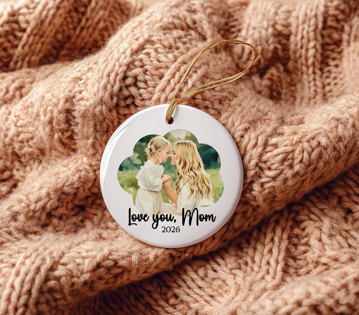 Custom Photo Ornament, Personalized Family Portrait, Watercolor Art Mother's Day Gift 2026