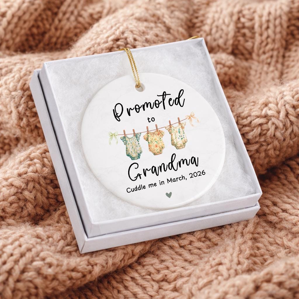 Promoted to Grandparents Ornament, Baby Announcement Gift, Custom Year 2026