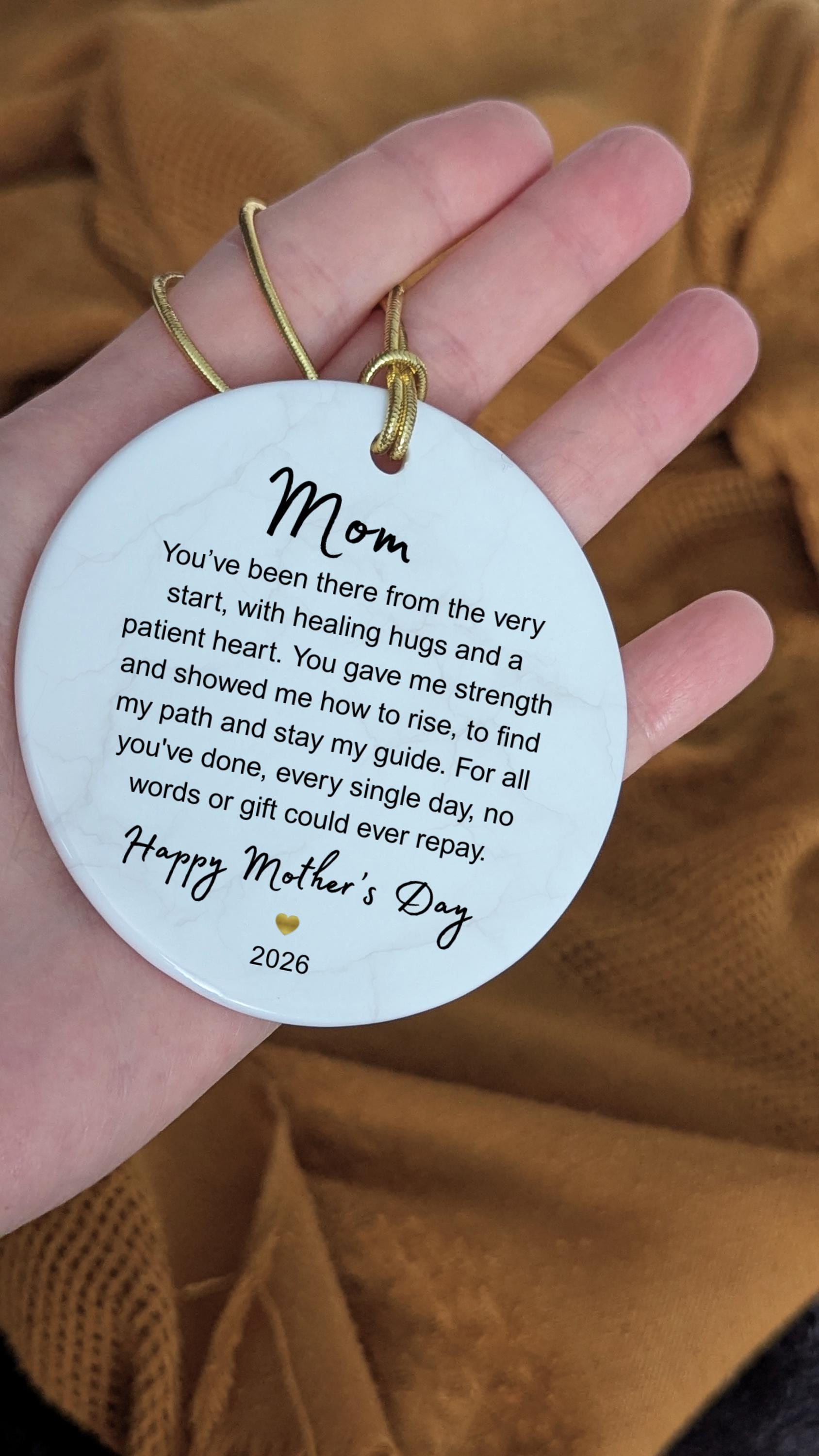 Sentimental Gift for Mom from Daughter, Personalized Poem Ornament, First Mother's Day 2026 Keepsake