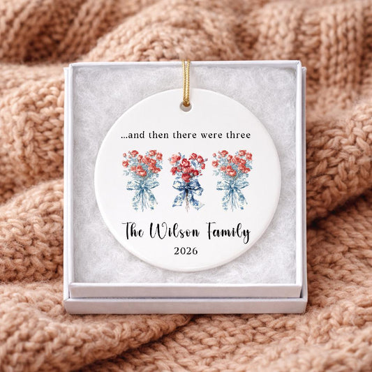 Personalized Family Ornament • Pregnancy Announcement Ornament • Baby Coming Soon Expecting Parents Gift