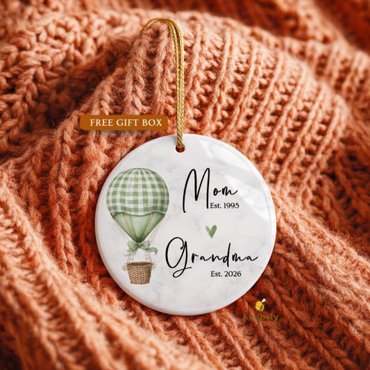 Personalized Grandma Ornament, Hot Balloon Nursery Keepsake, Mother's Day Gift
