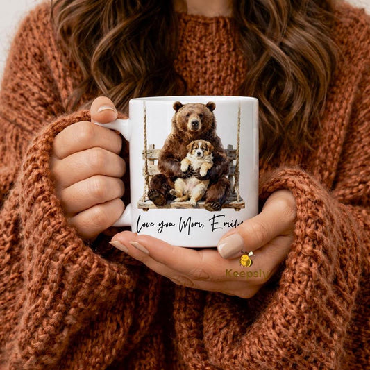PERSONALIZED Step Mom Mug, Bonus Mama Bear and Puppy Keepsake, Adoption Gift Coffee Cup