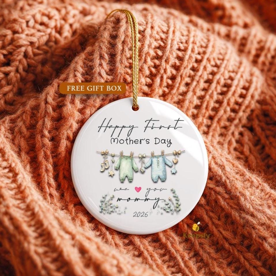 First Mother's Day Twins Mommy Keepsake, New Mom Gift from Husband Bohemian Pregnant Announcement