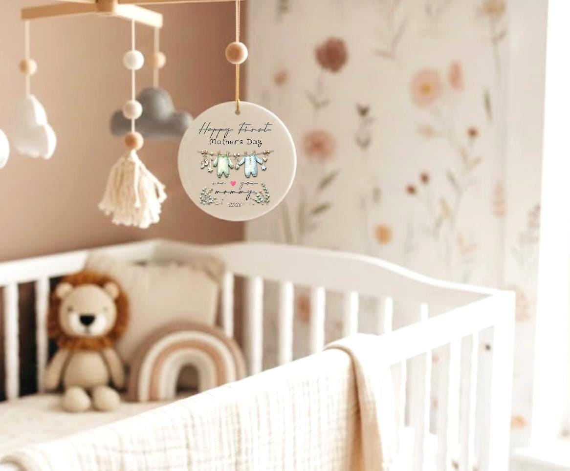 First Mother's Day Twins Mommy Keepsake, New Mom Gift from Husband Bohemian Pregnant Announcement