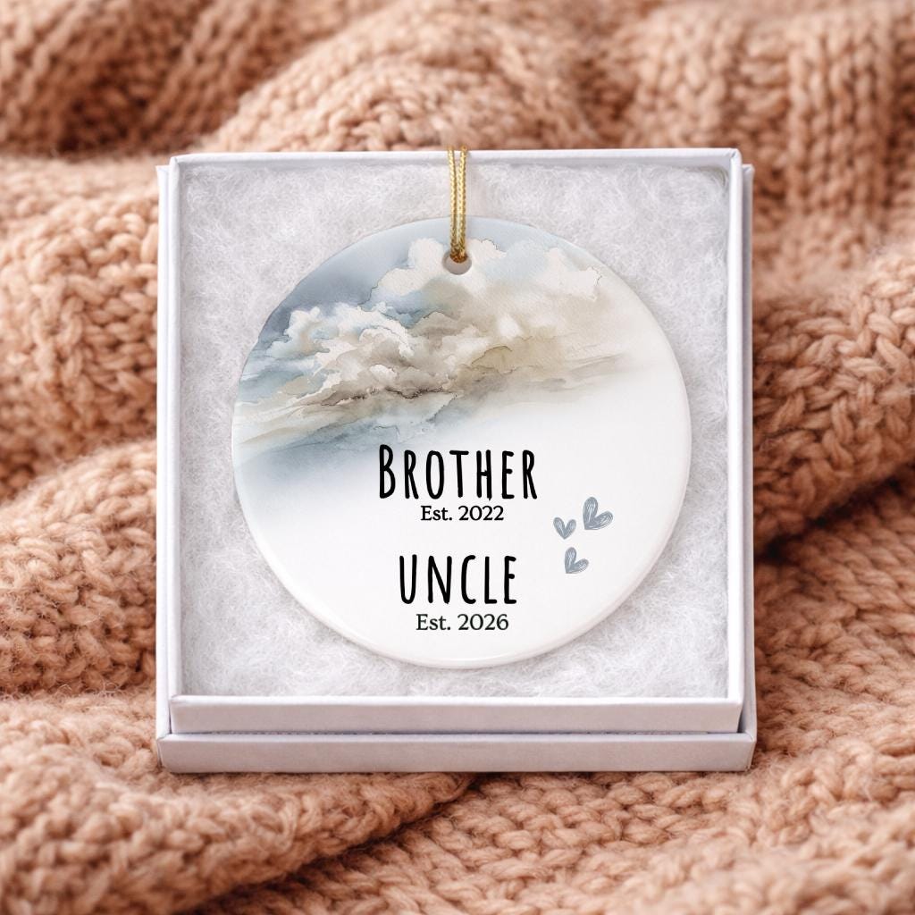 Promoted to Uncle Gifts Baby Coming Ornament Watercolor Clouds Wall Decor