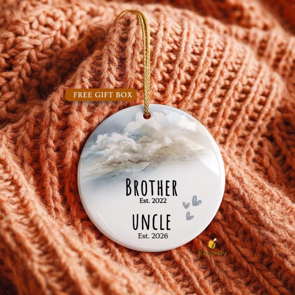Promoted to Uncle Gifts Baby Coming Ornament Watercolor Clouds Wall Decor