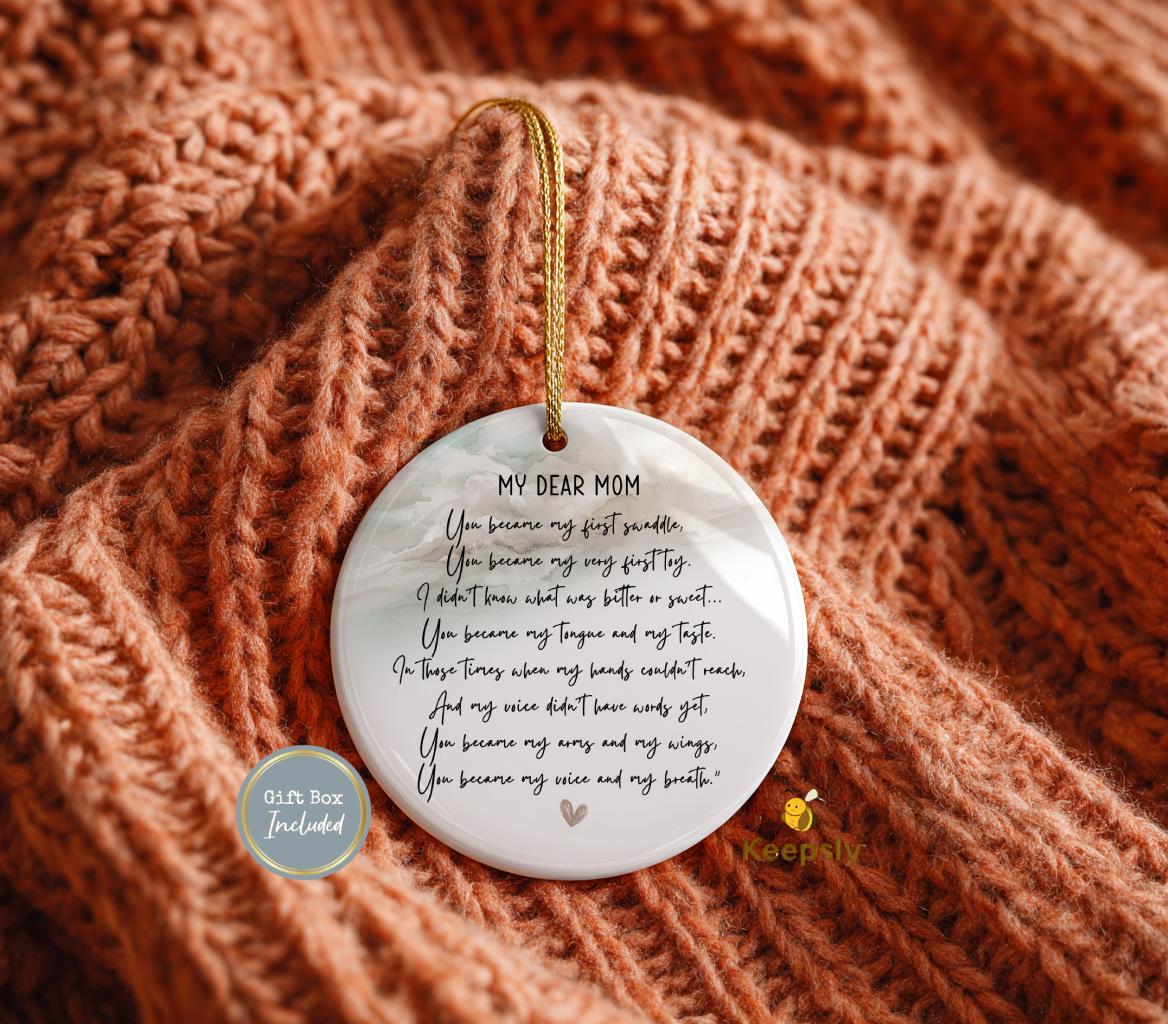 Mom Ornament, New Mom Sentimental Gift, First Swaddle Milestone Keepsake