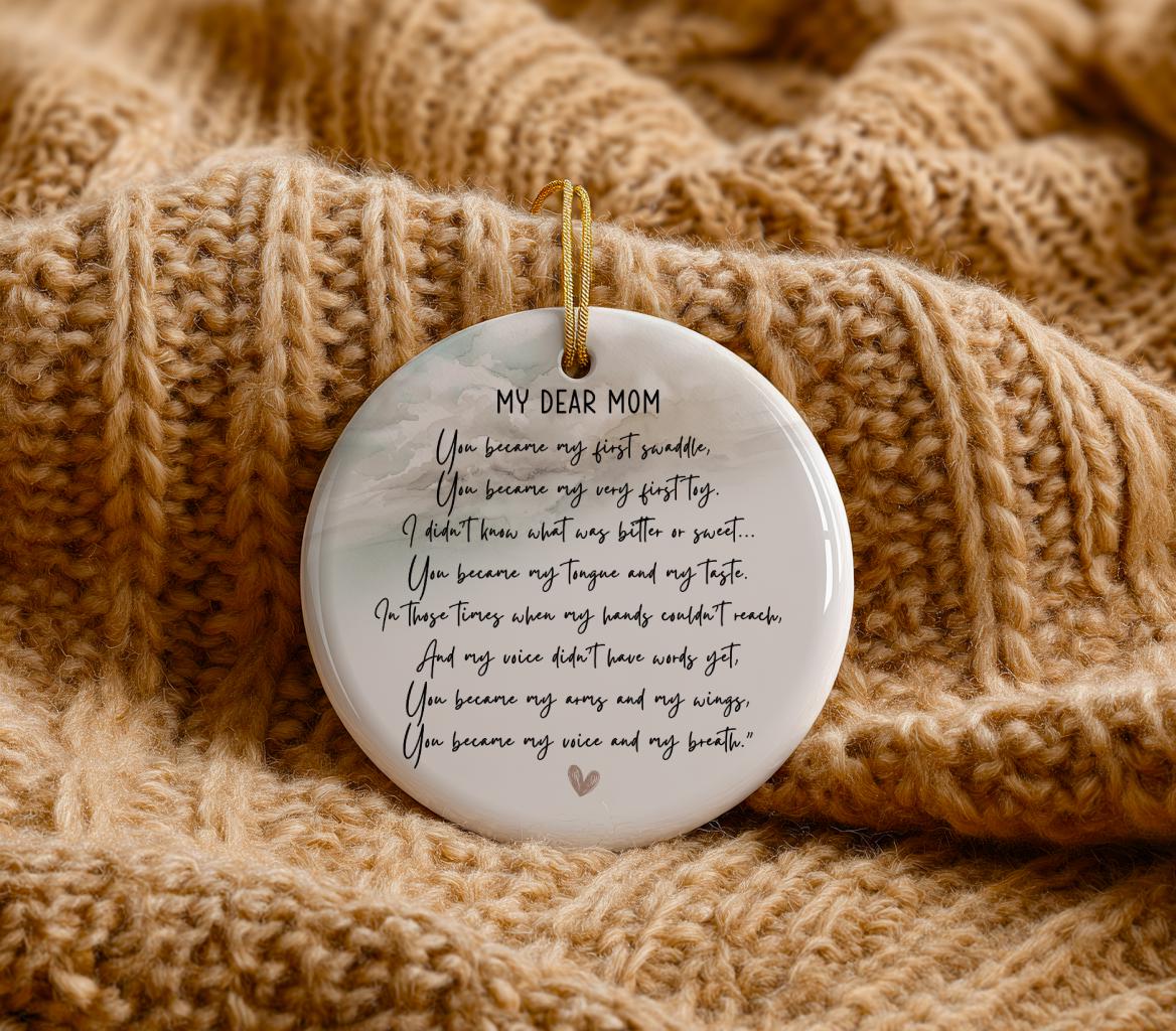 Mom Ornament, New Mom Sentimental Gift, First Swaddle Milestone Keepsake