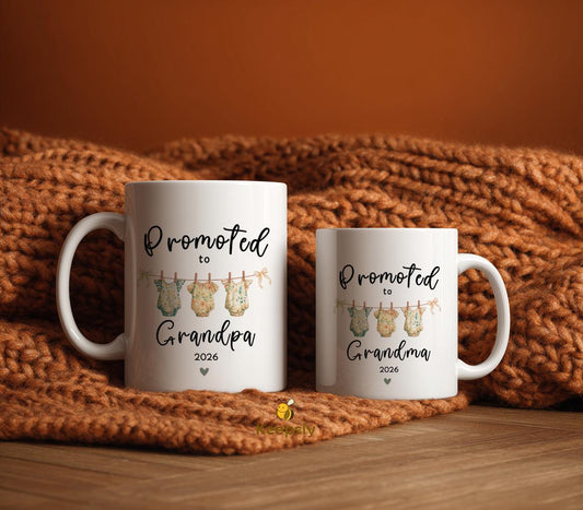 Pregnancy Announcement Grandparents, Promoted to Grandma, Personalized Baby Reveal Watercolor Boho Keepsake