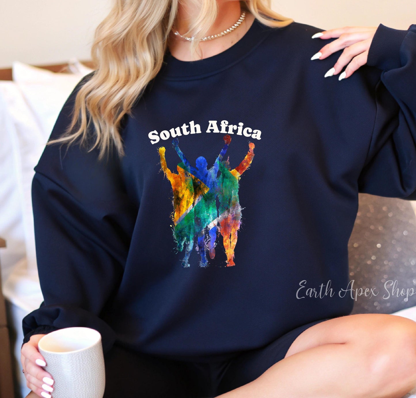 South Africa Sweater, Country Flag Pullover Crewneck, South African Vacation Sweathsirt