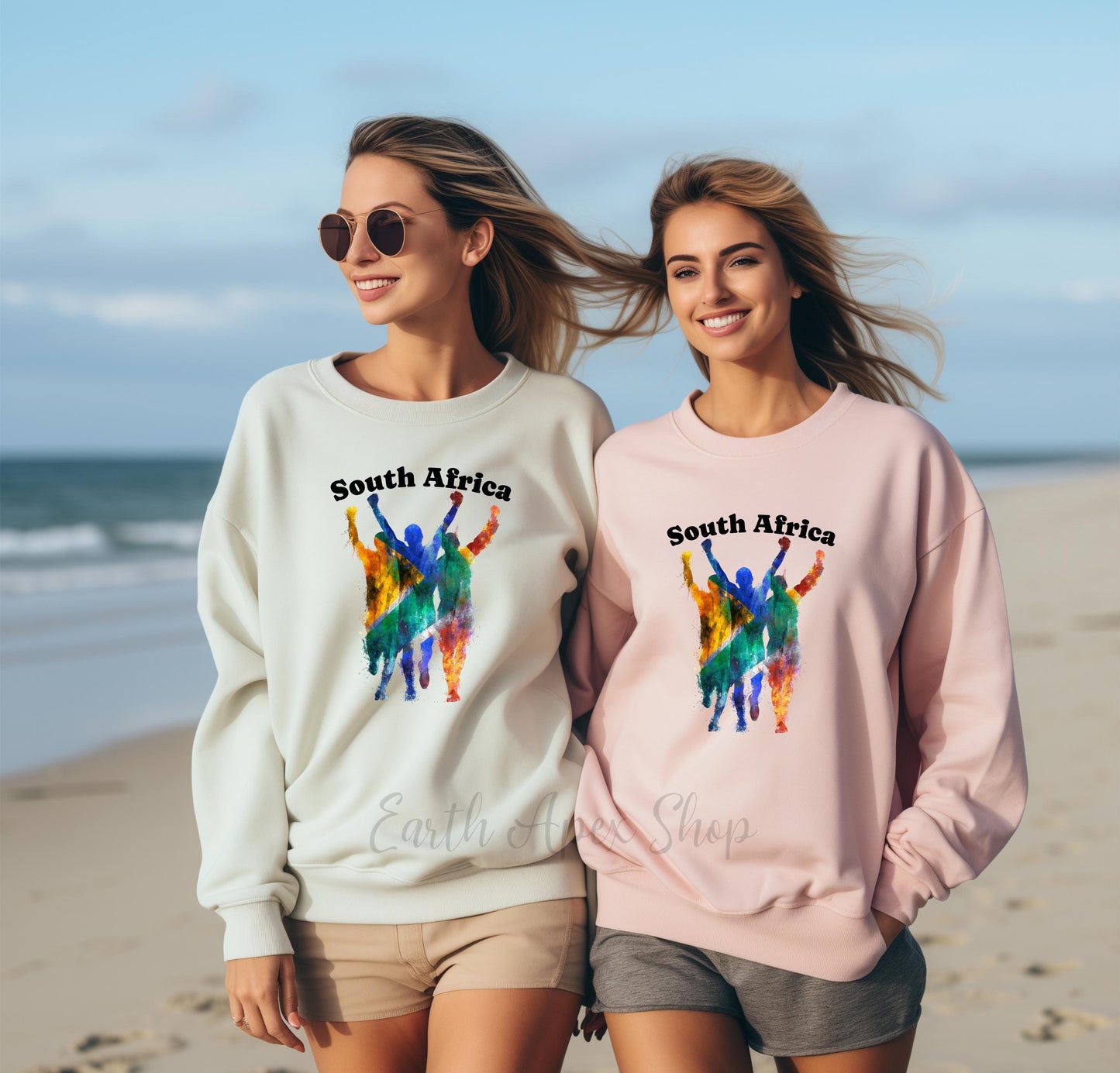 South Africa Sweater, Country Flag Pullover Crewneck, South African Vacation Sweathsirt