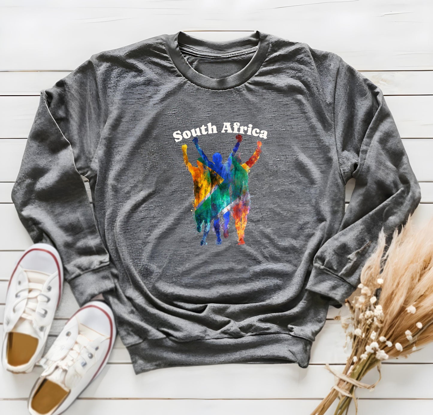 South Africa Sweater, Country Flag Pullover Crewneck, South African Vacation Sweathsirt