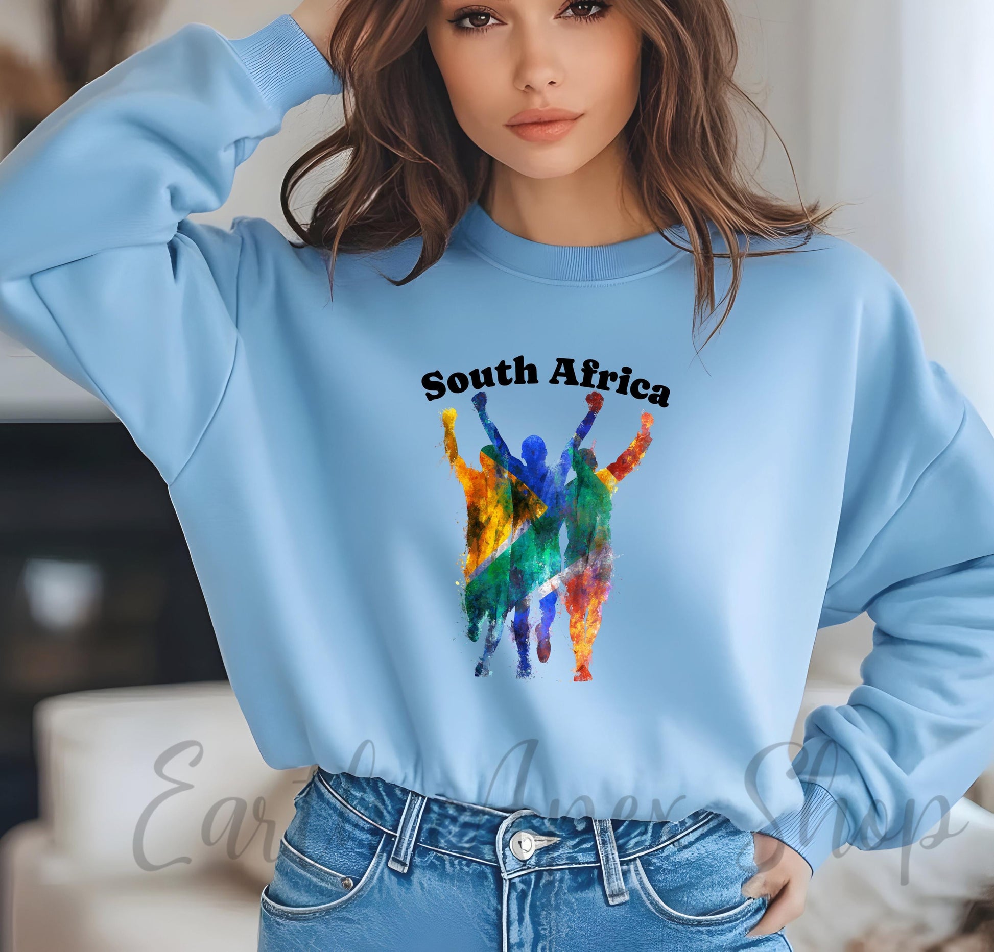 South Africa Sweater, Country Flag Pullover Crewneck, South African Vacation Sweathsirt