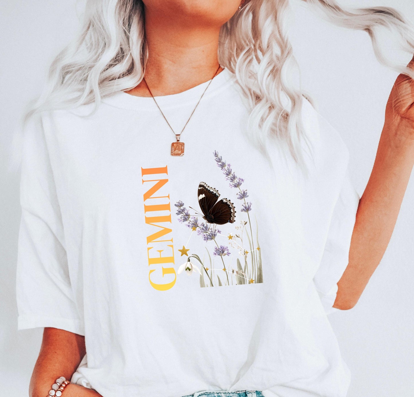 Gemini June Birth Month Flower Zodiac Constellation Shirt | Comfort Colors Tee