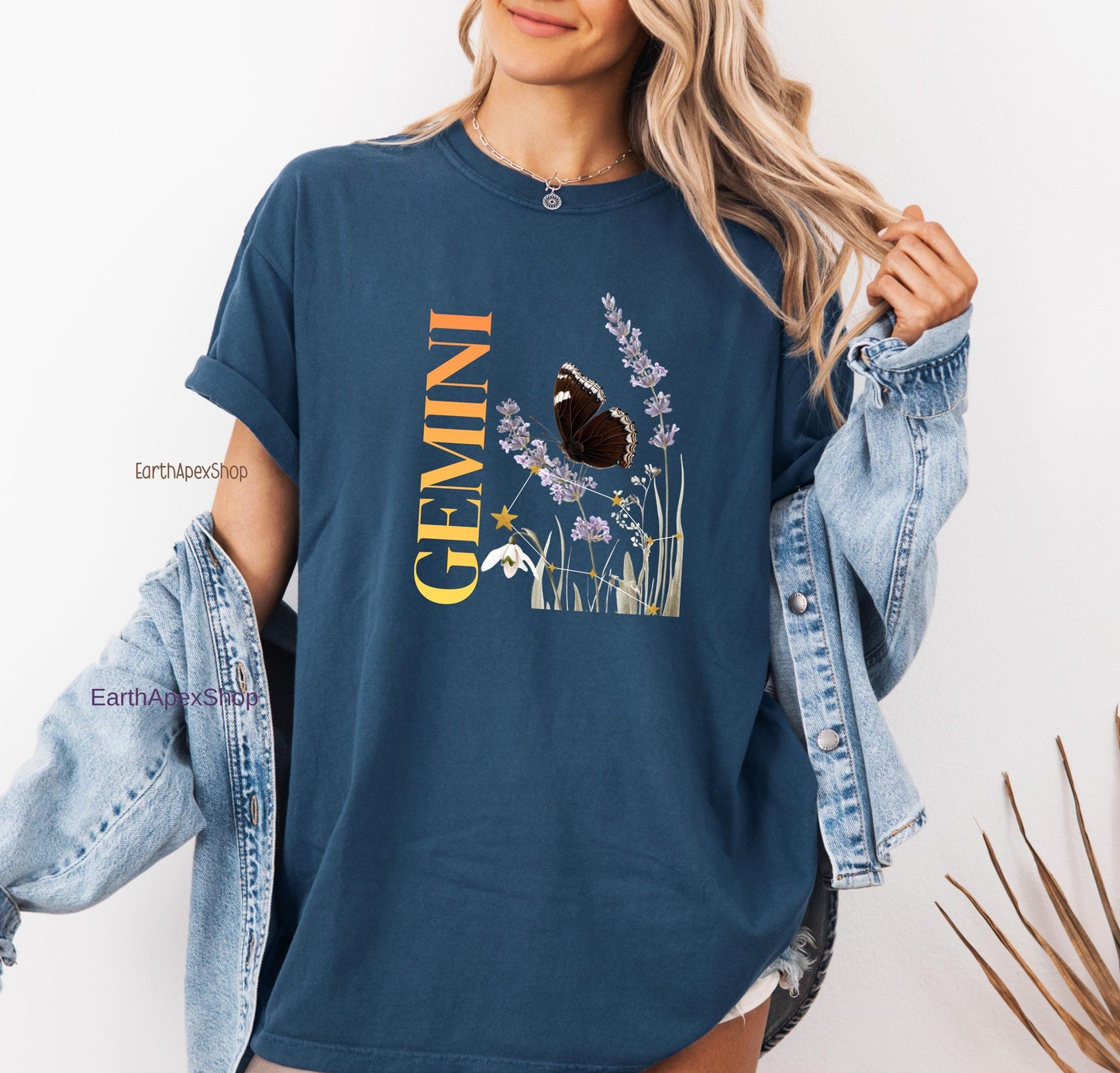 Gemini June Birth Month Flower Zodiac Constellation Shirt | Comfort Colors Tee