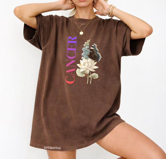 Cancer June July Birth Month Flower Zodiac Constellation Shirt | Comfort Colors Tee
