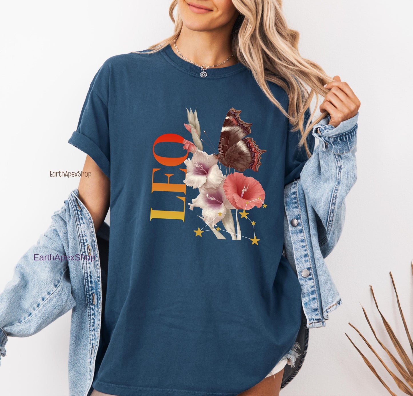 Leo July August Birth Month Flower Zodiac Constellation Shirt | Comfort Colors Tee