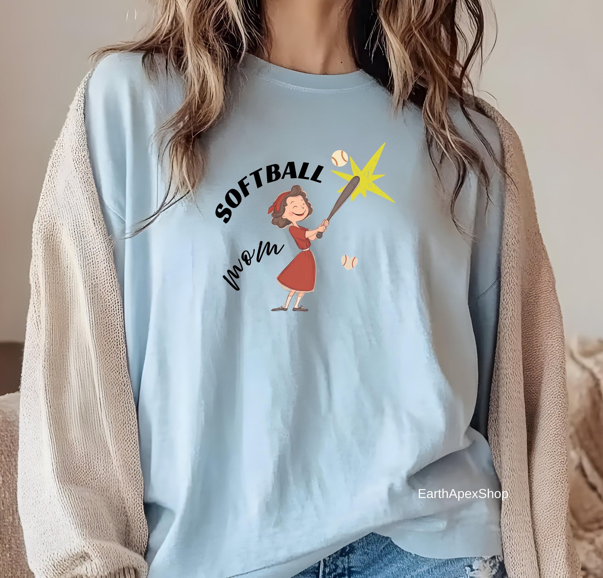 Funny Softball Mom Shirt, Sport Mama Comfort Colors Tee, Gameday Women Tshirts Retro