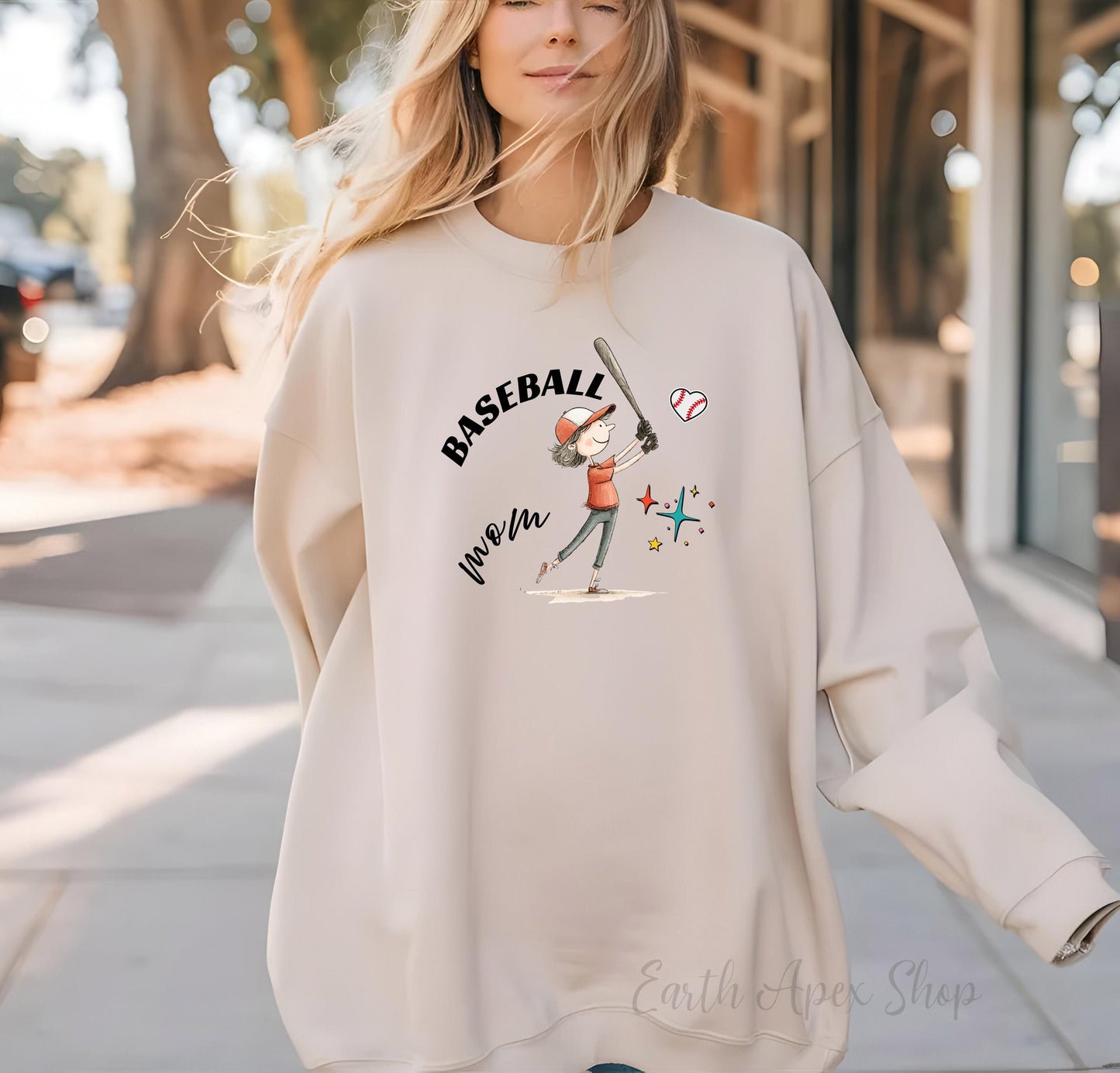 Funny Baseball Mom Sweatshirt, Gameday Cheerleader Crew Neck, Baseball Mama Sweater