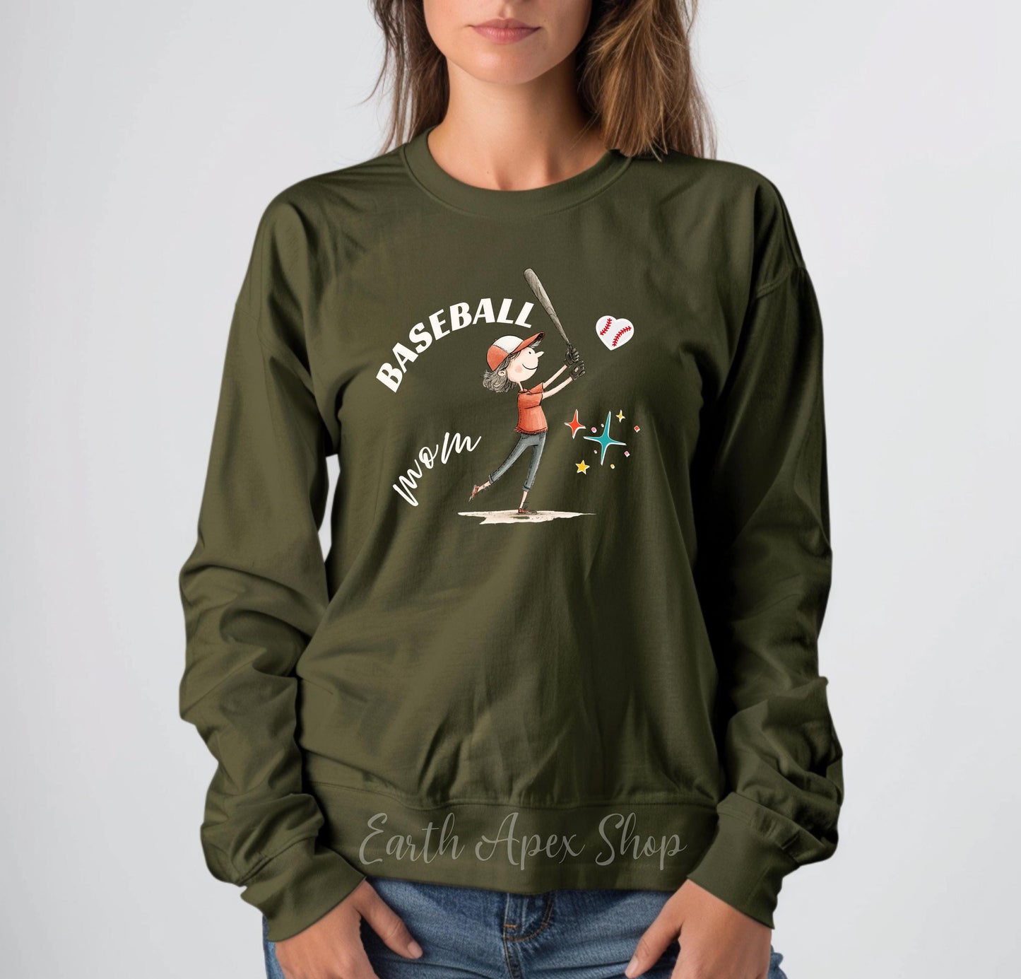 Funny Baseball Mom Sweatshirt, Gameday Cheerleader Crew Neck, Baseball Mama Sweater