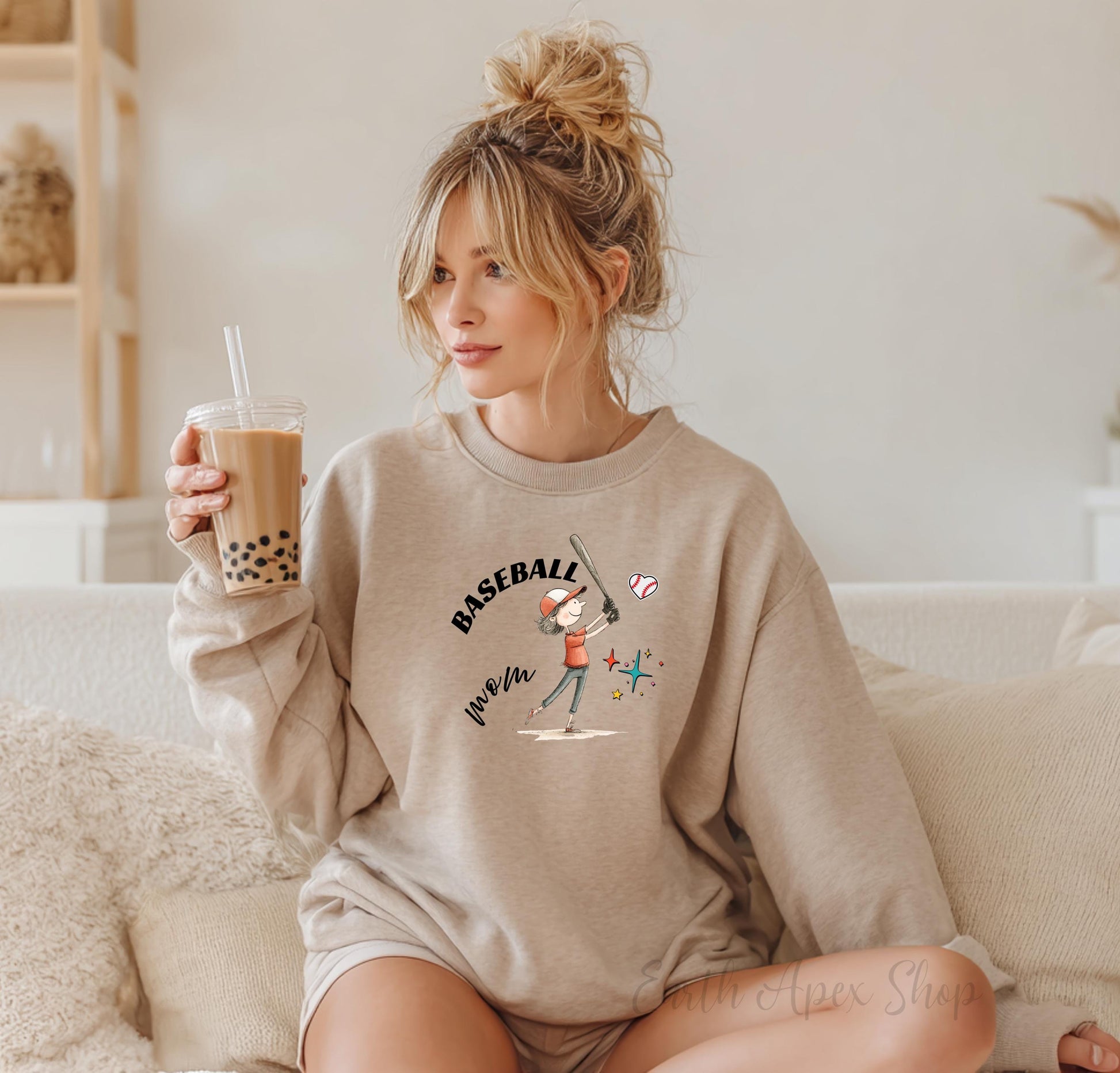 Funny Baseball Mom Sweatshirt, Gameday Cheerleader Crew Neck, Baseball Mama Sweater