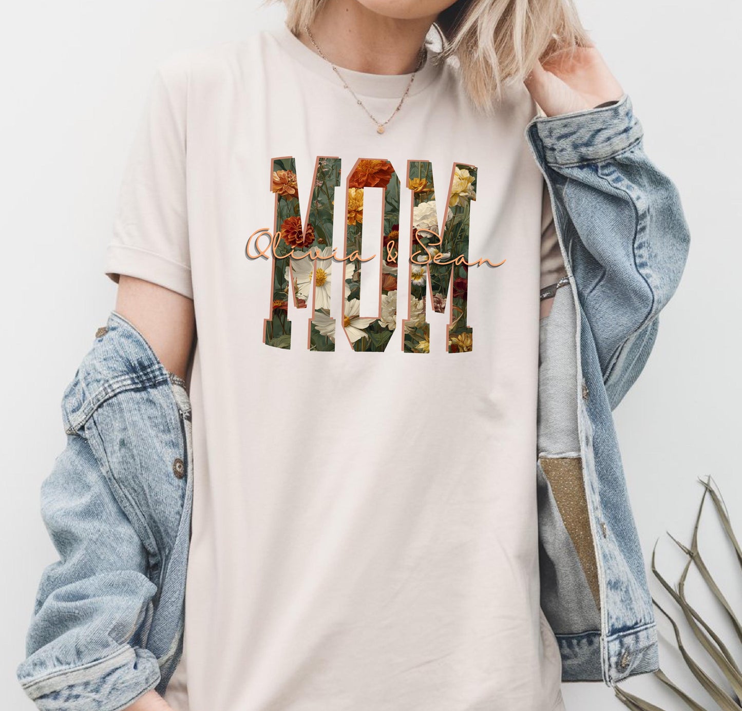 Personalized Floral Mom Shirt with Kids' Names, Wildflower Mother's Day Shirt, Comfort Colors Tee