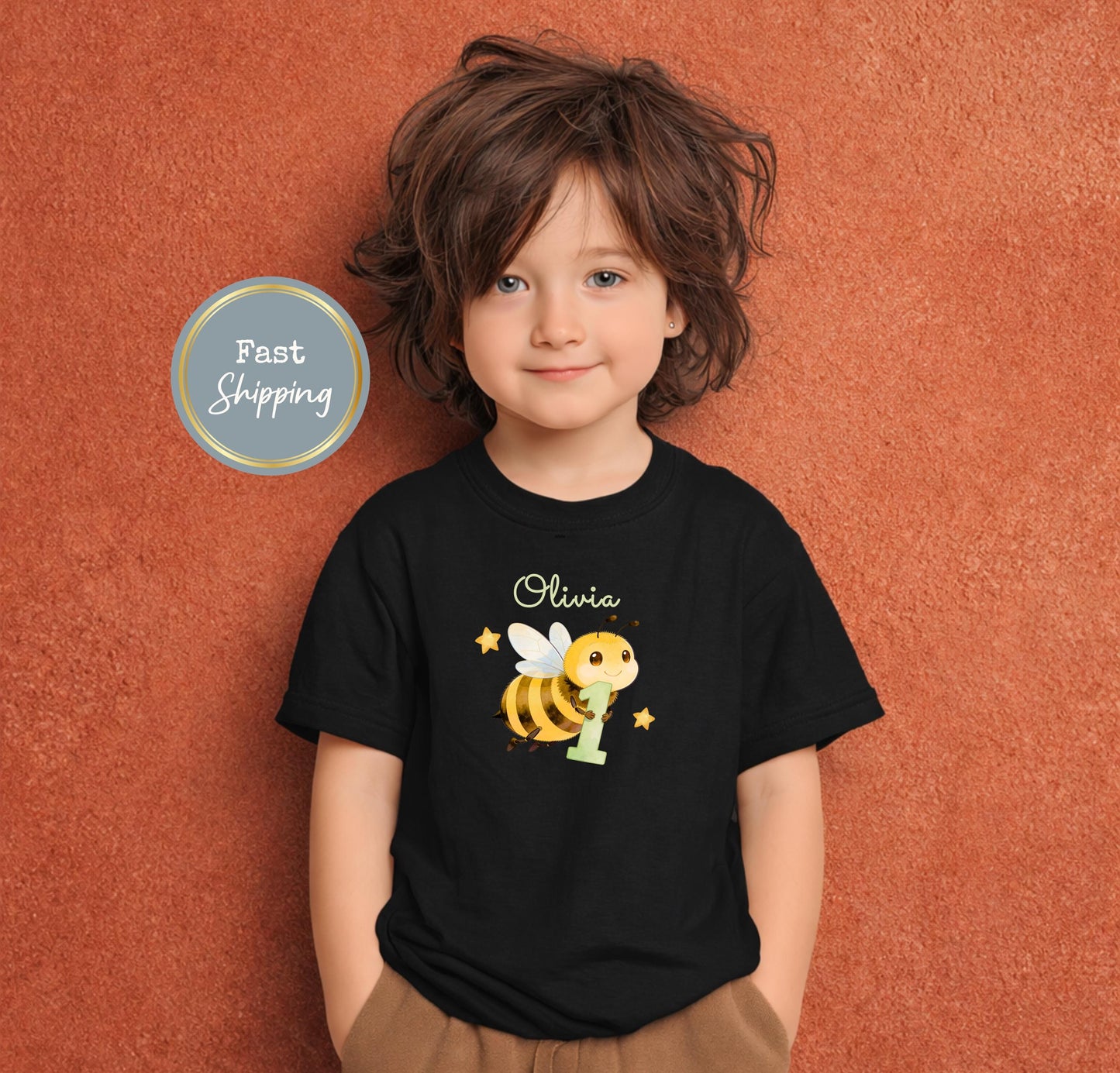 Bumble Bee First Birthday Outfit Boy or Girl Personalized Name Shirt