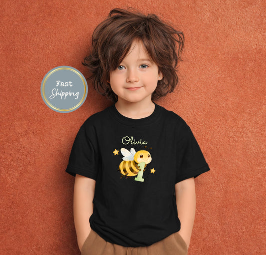 Bumble Bee First Birthday Outfit Boy or Girl Personalized Name Shirt