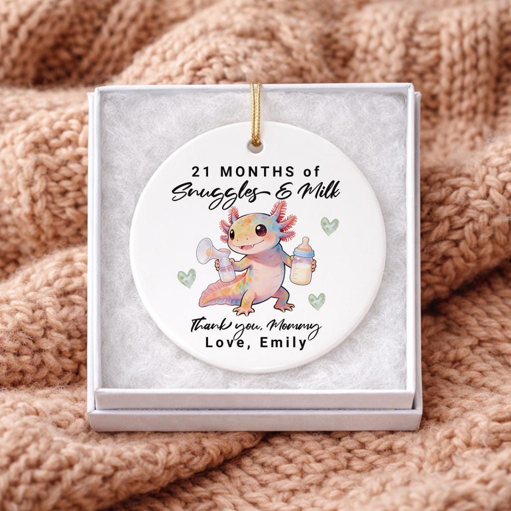 PERSONALIZED Axolotl Breastfeeding Ornament, Baby to Mom Keepsake, Pumping & Weaning Milestone Gift for New Mama
