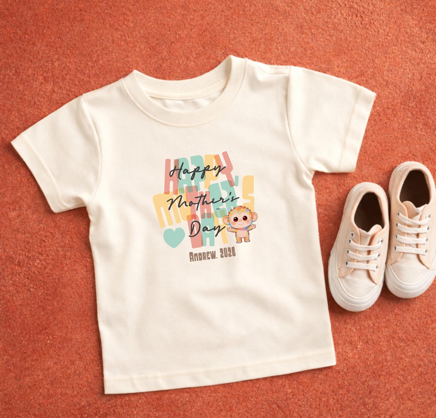 Personalized Happy Mother's Day Kids Shirt Monkey Toddler Tee Matching Family Outfit