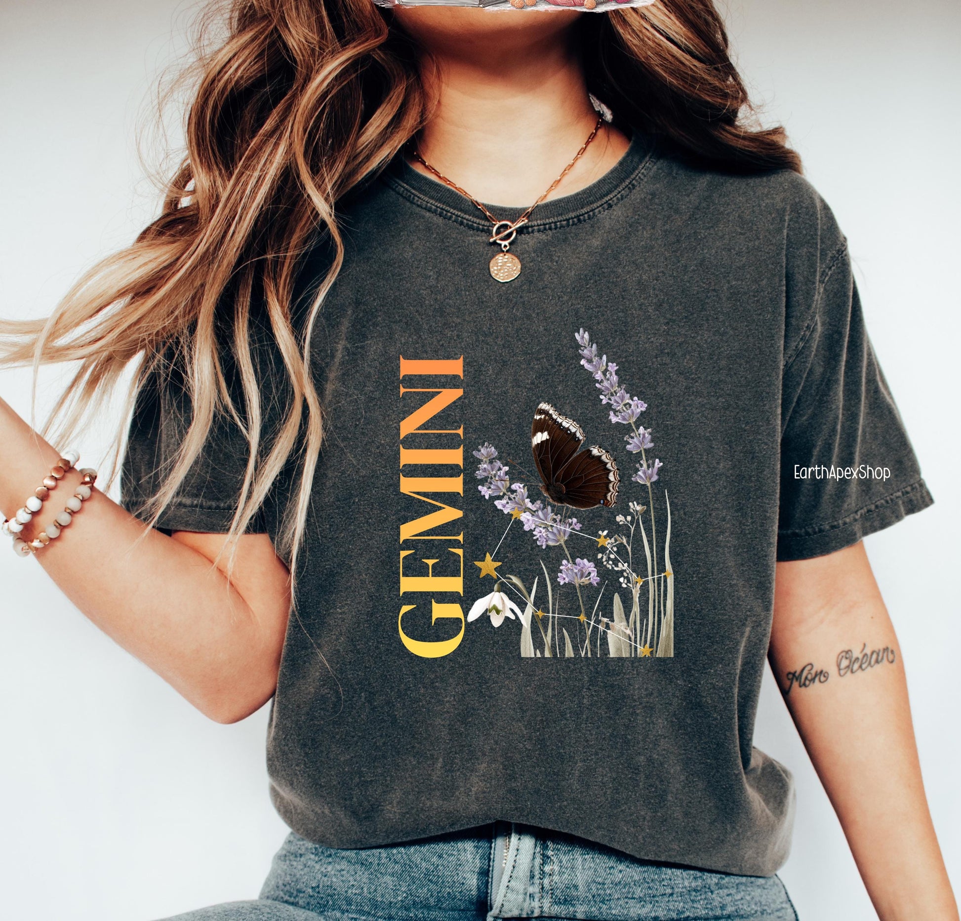 Gemini June Birth Month Flower Zodiac Constellation Shirt | Comfort Colors Tee