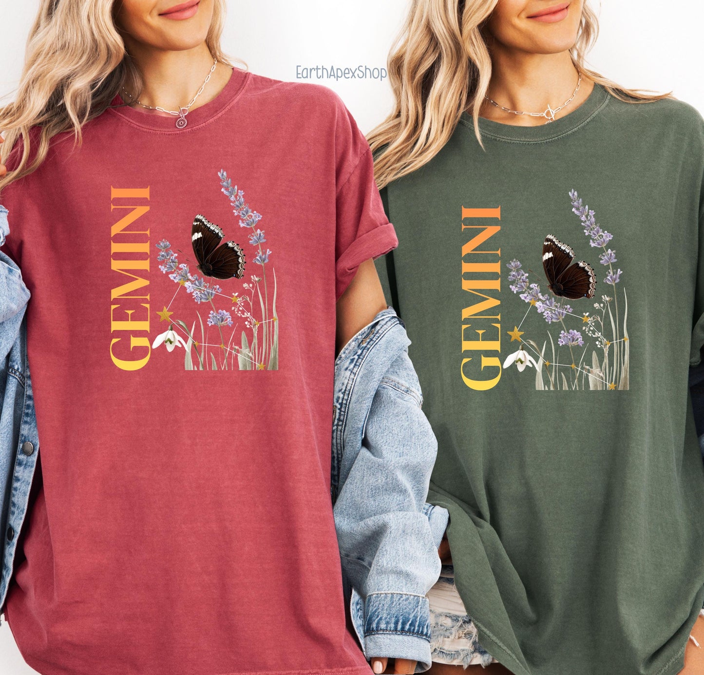 Gemini June Birth Month Flower Zodiac Constellation Shirt | Comfort Colors Tee