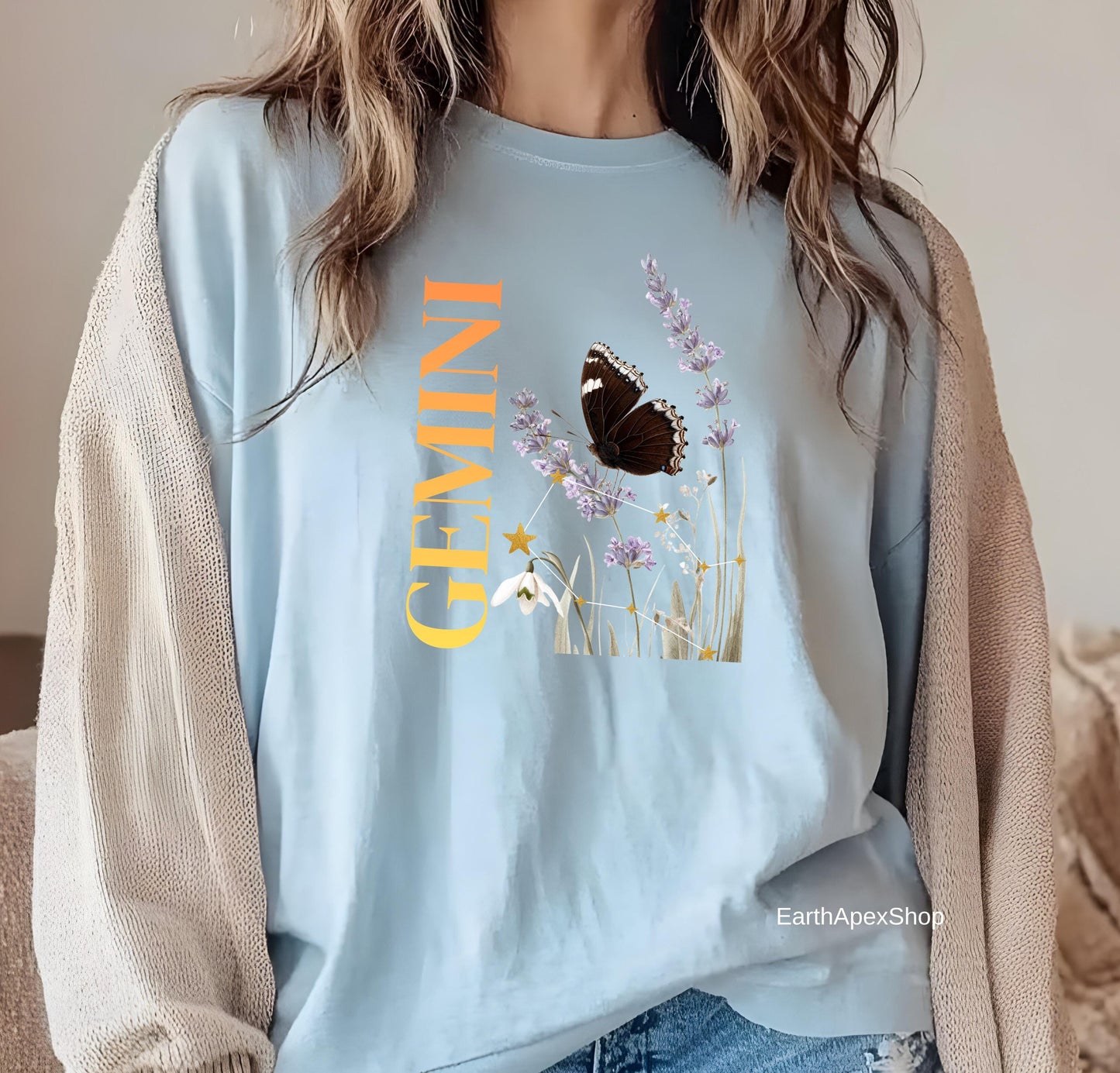 Gemini June Birth Month Flower Zodiac Constellation Shirt | Comfort Colors Tee