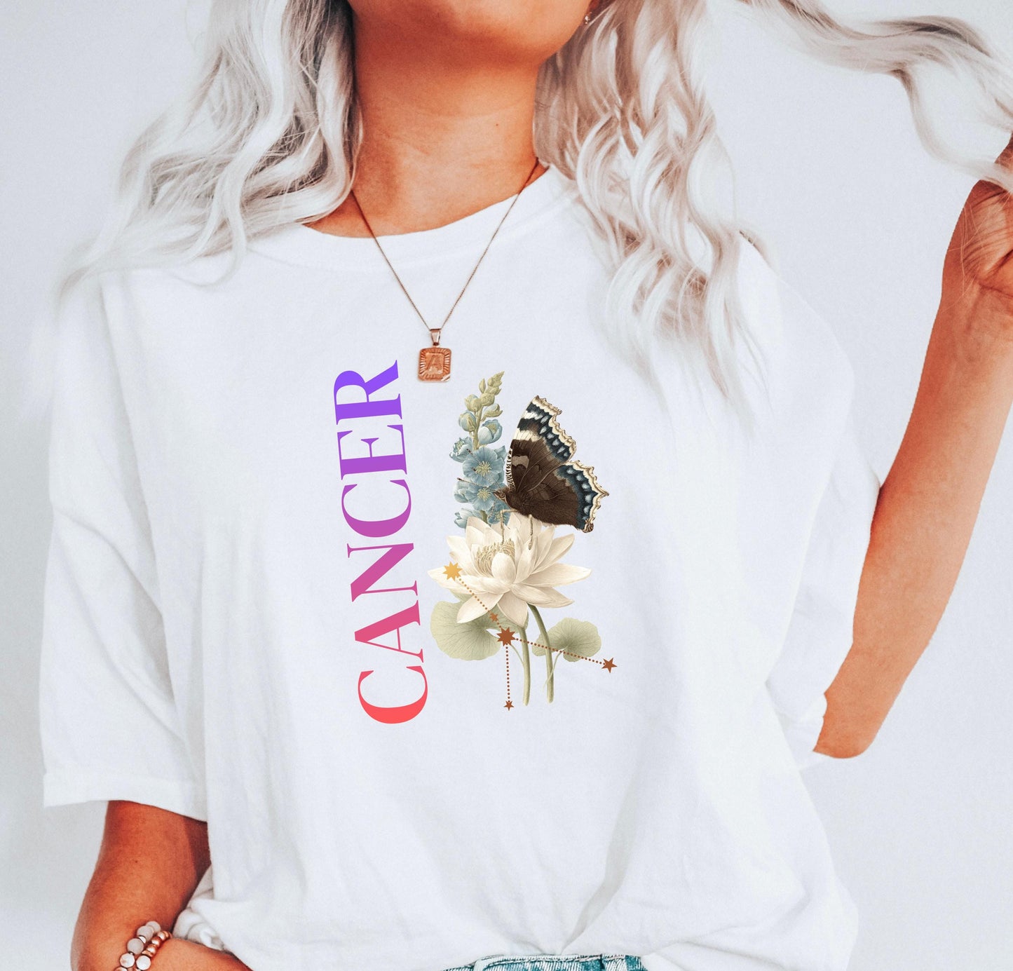 Cancer June July Birth Month Flower Zodiac Constellation Shirt | Comfort Colors Tee