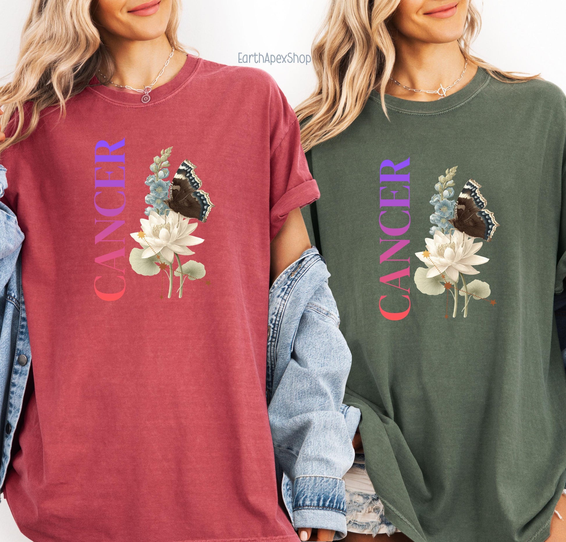 Cancer June July Birth Month Flower Zodiac Constellation Shirt | Comfort Colors Tee
