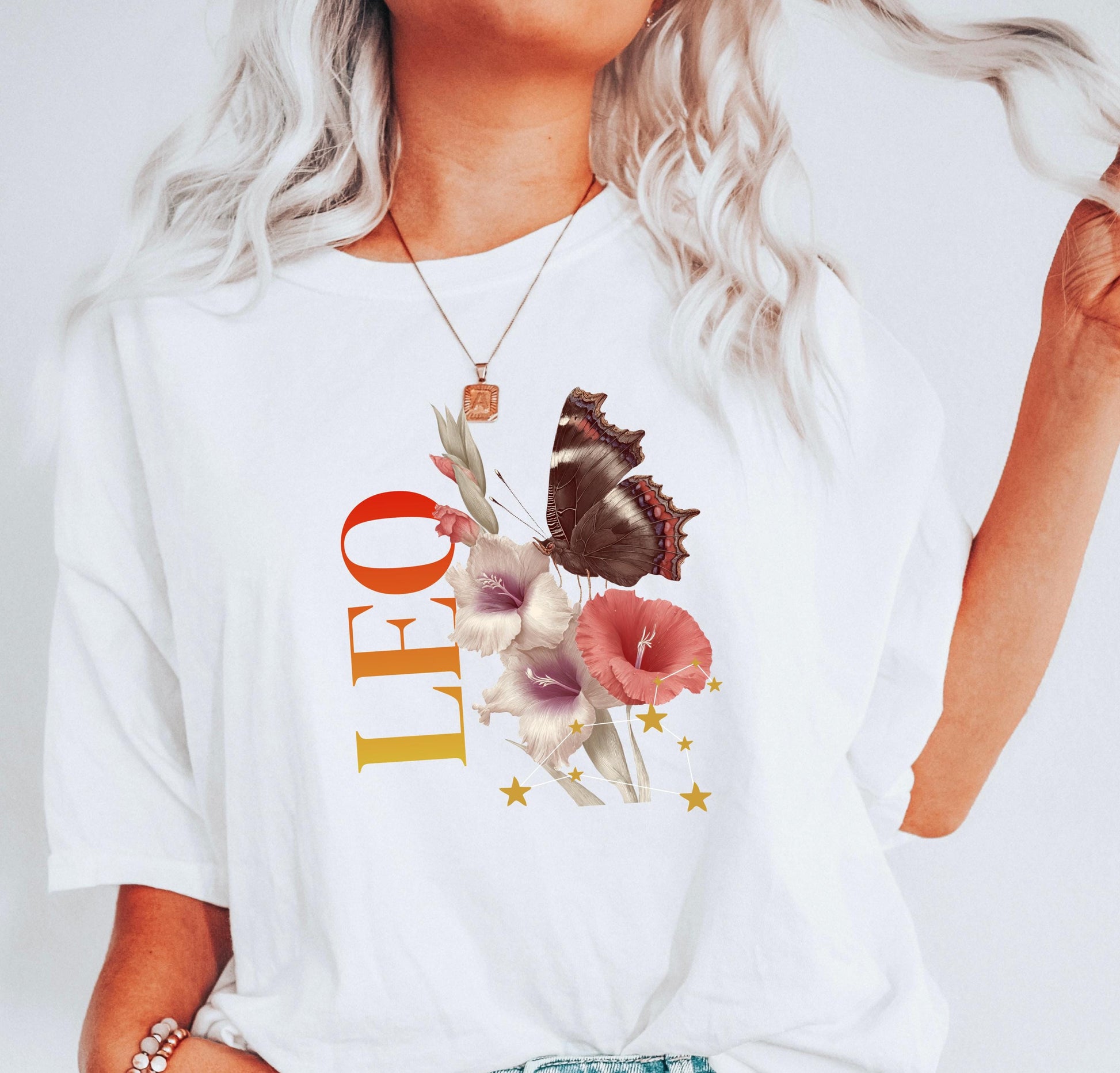 Leo July August Birth Month Flower Zodiac Constellation Shirt | Comfort Colors Tee