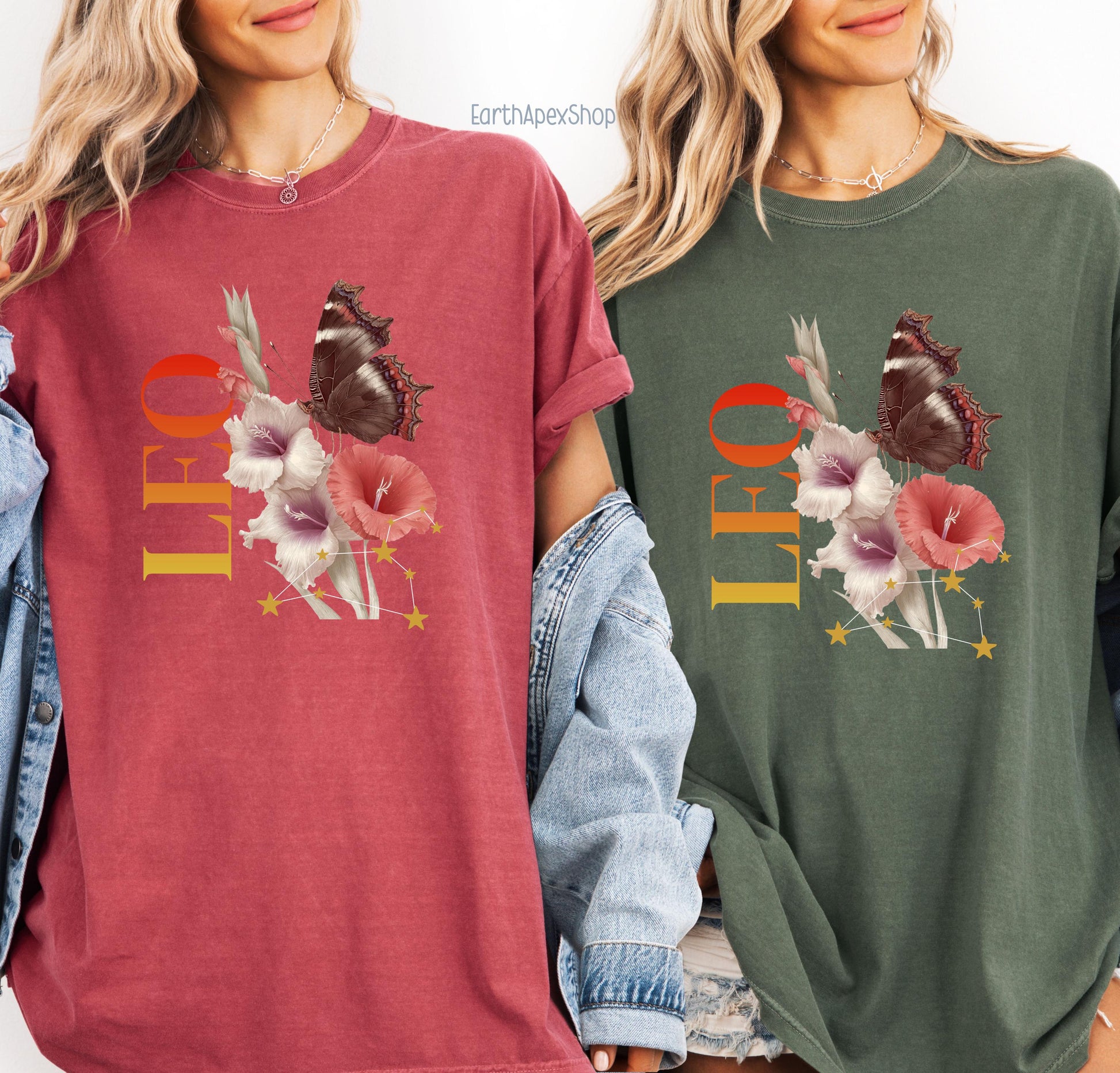 Leo July August Birth Month Flower Zodiac Constellation Shirt | Comfort Colors Tee