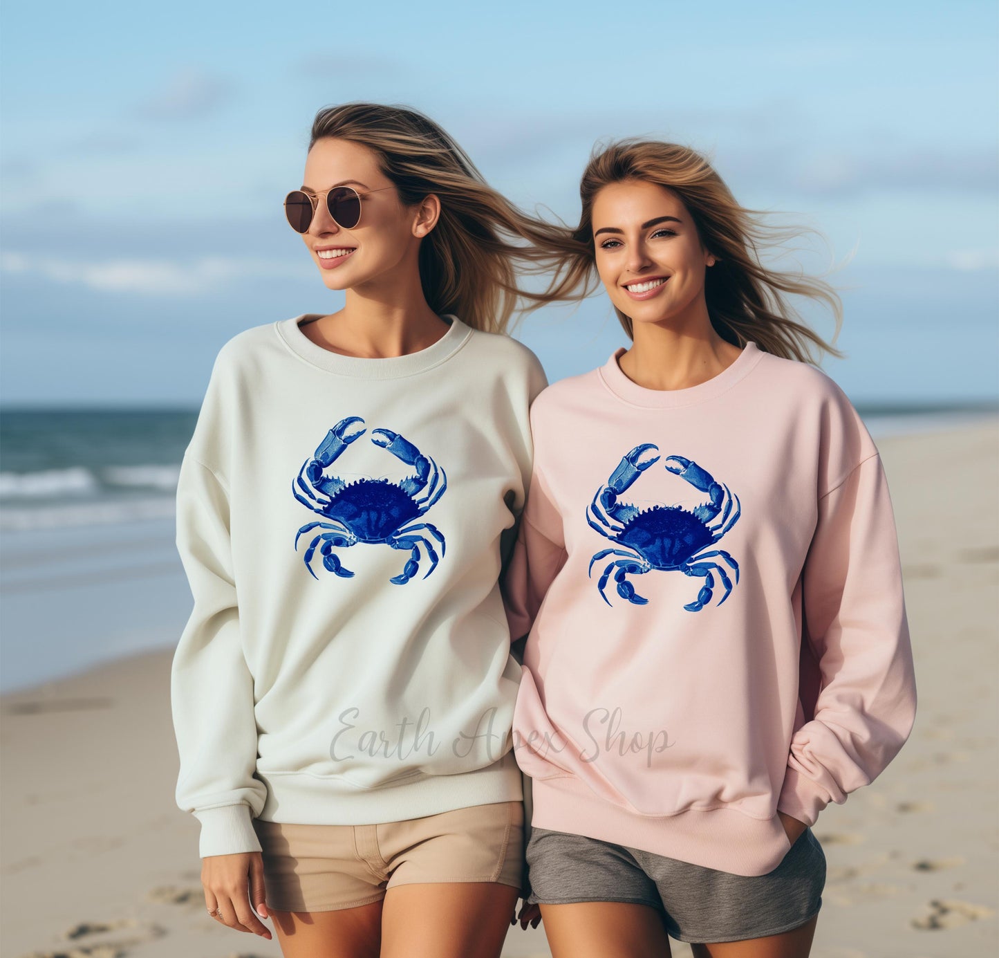 Chesapeake Blue Crab Sweater, Ocean Lover Gift Pullover
