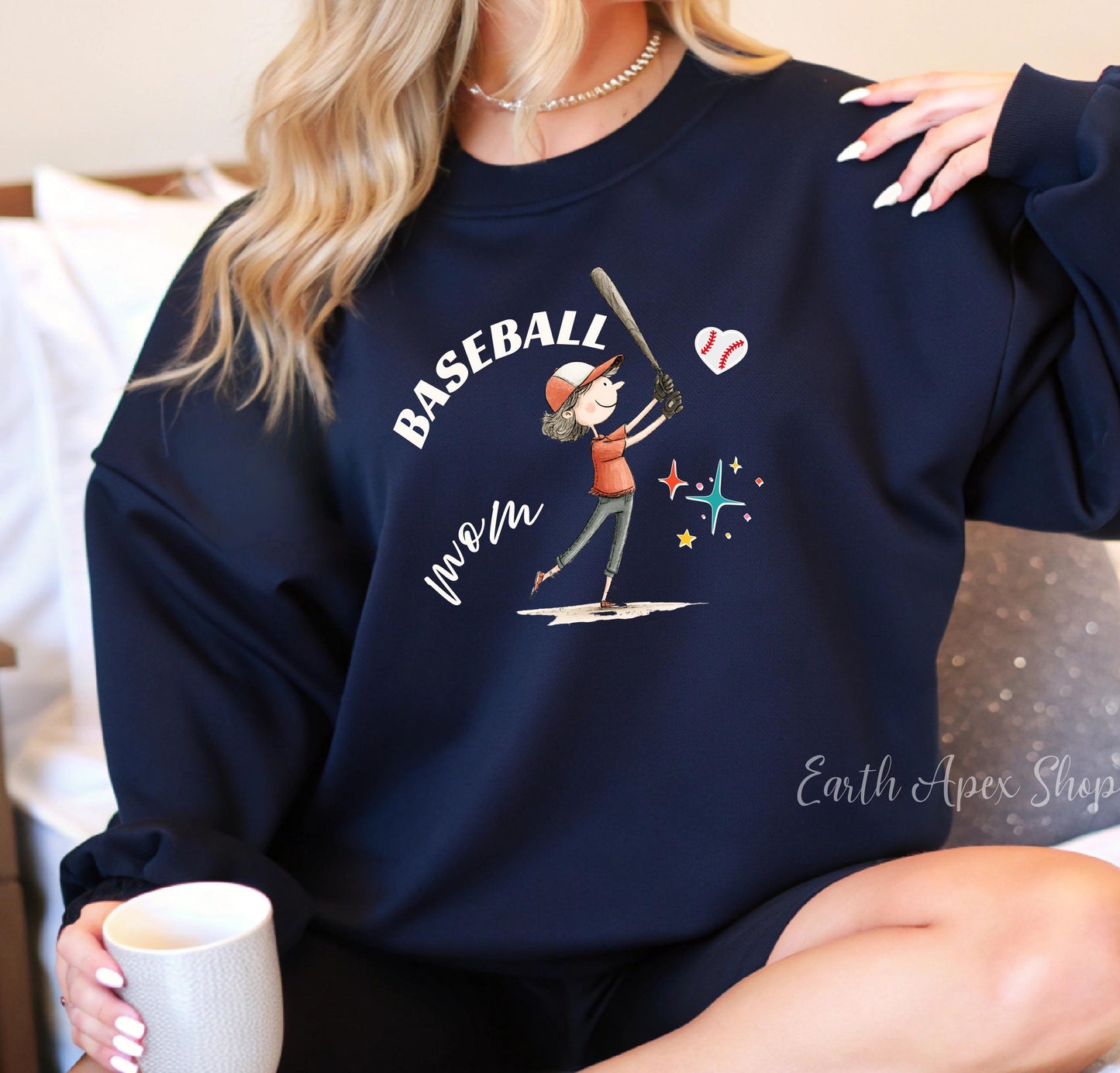 Funny Baseball Mom Sweatshirt, Gameday Cheerleader Crew Neck, Baseball Mama Sweater