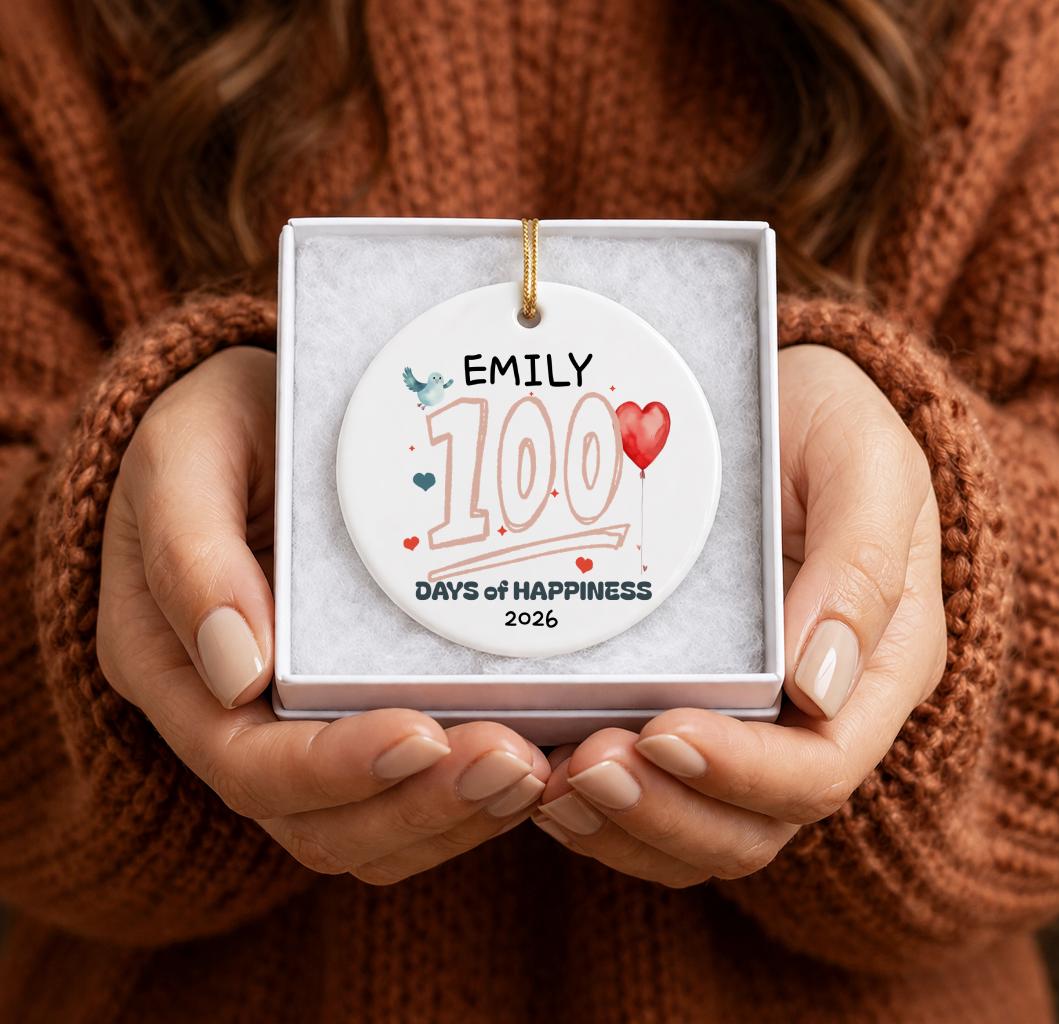 Personalized 100 Days Baby Ornament, Custom Chinese Milestone Gift