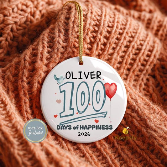 Personalized 100 Days Baby Ornament, Custom Chinese Milestone Gift