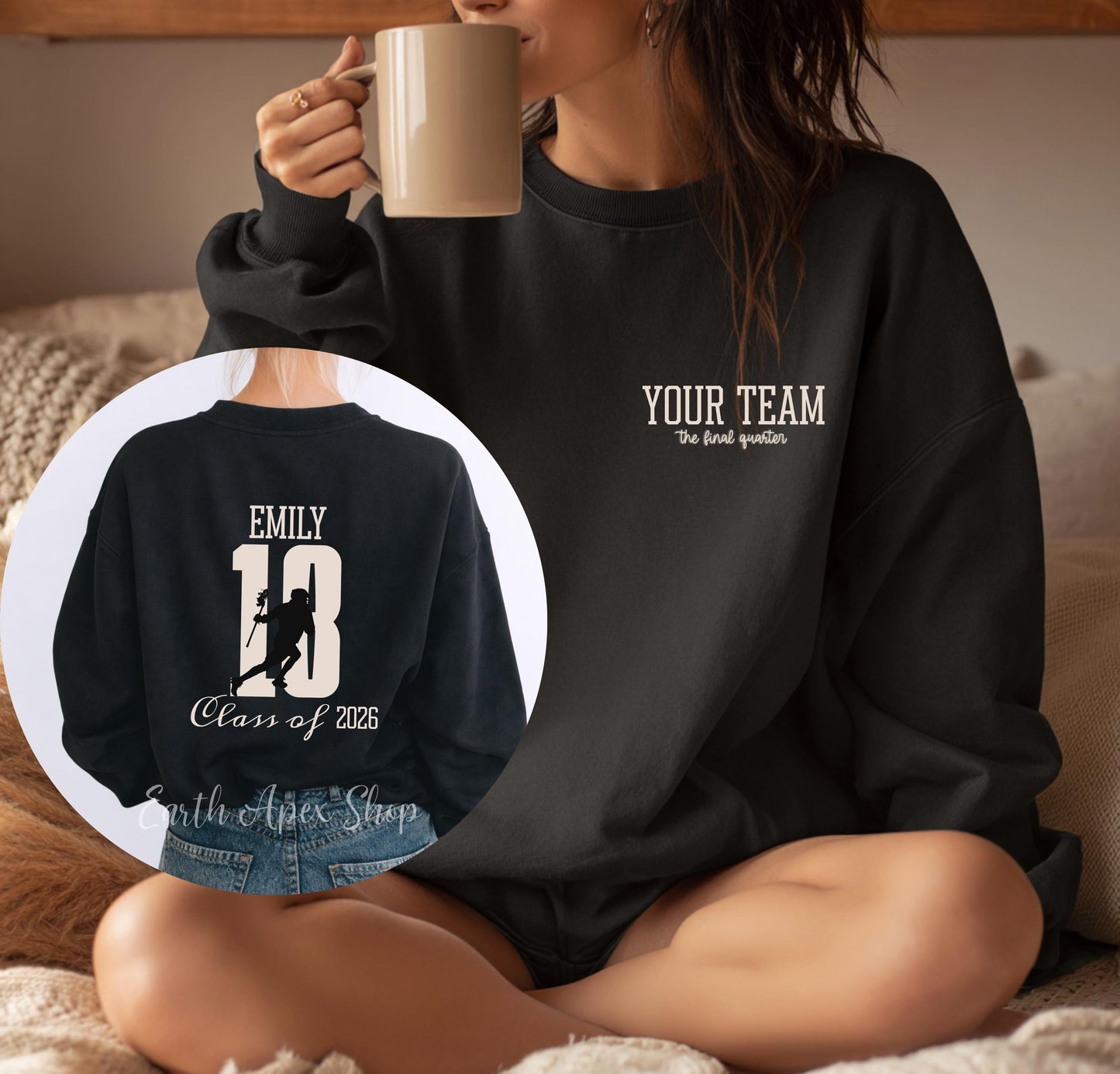 Custom Lacrosse Sweatshirt, Name & Jersey Number Custom Mom Dad Senior Night Crewneck LAX Player