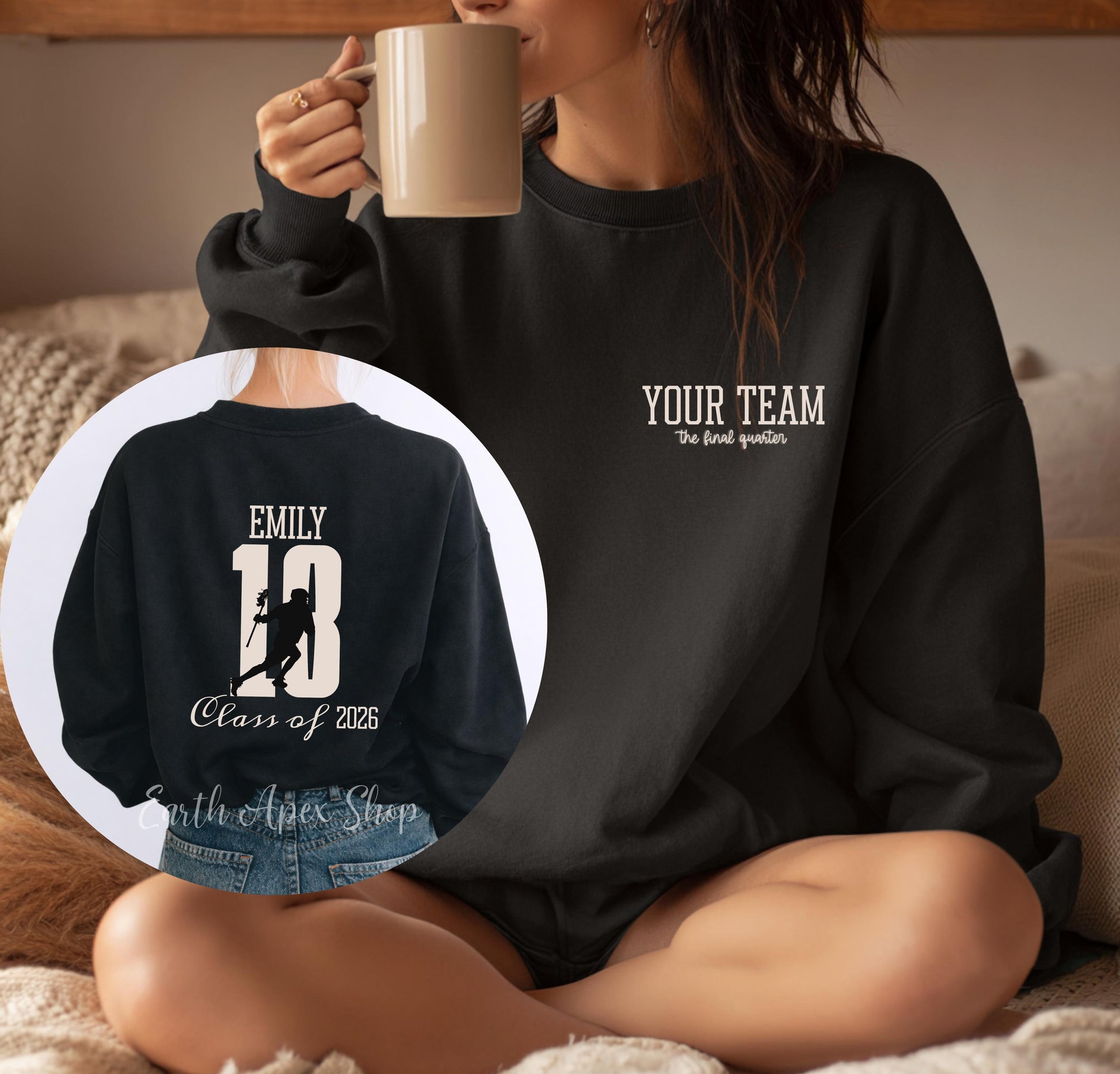 Custom Lacrosse Sweatshirt, Name & Jersey Number Custom Mom Dad Senior Night Crewneck LAX Player