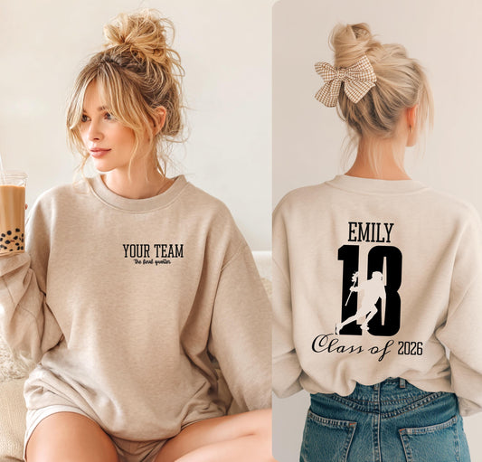 Custom Lacrosse Sweatshirt, Name & Jersey Number Custom Mom Dad Senior Night Crewneck LAX Player