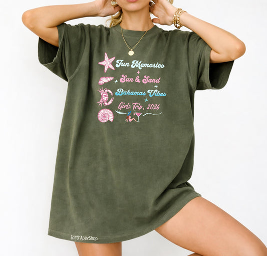 Girls Trip Shirt Personalized, Comfort Colors Custom Name Vacation Tshirt, Matching Beach Trip Tee
